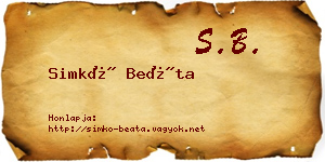 Simkó Beáta névjegykártya